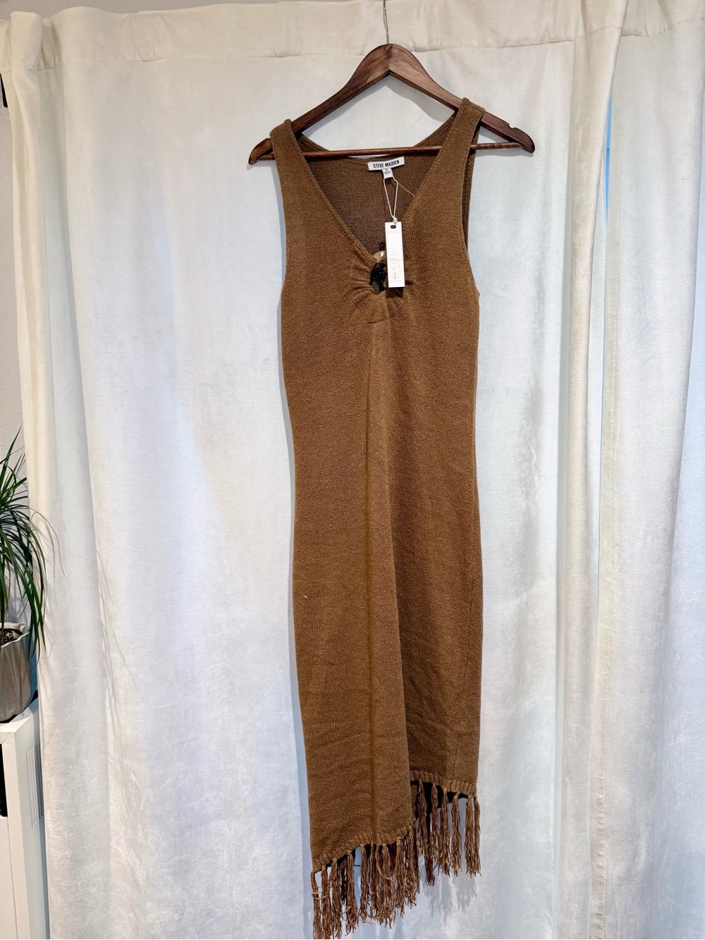 Steve Madden Brown Fringe Knit Dress Size S